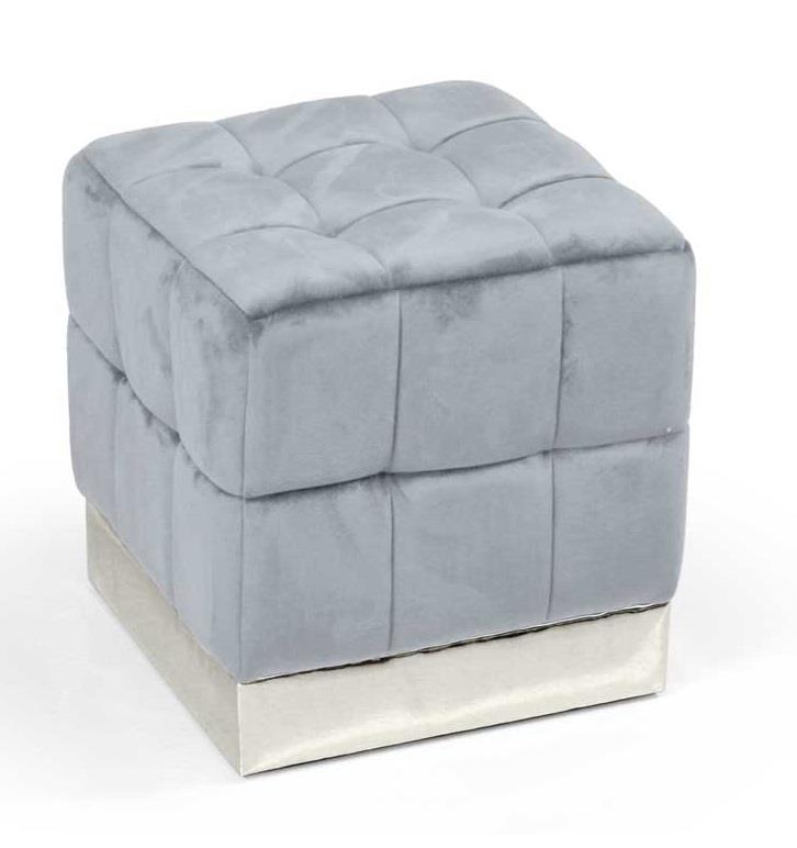 POUF CUBO IN VELLUTO CON BASE METALLO 39 X 39 X 40 CM COLORE CIELO