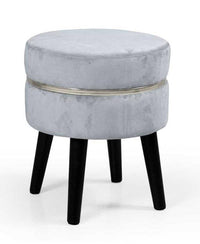 POUF CON SEDUTA IN VELLUTO E GAMBE NERE 35 X H40 CM COLORE CIELO