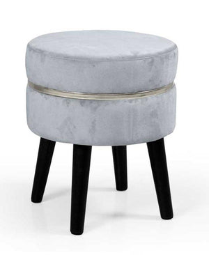 POUF CON SEDUTA IN VELLUTO E GAMBE NERE 35 X H40 CM COLORE CIELO
