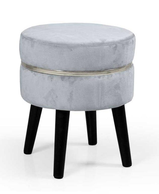 POUF CON SEDUTA IN VELLUTO E GAMBE NERE 35 X H40 CM COLORE CIELO