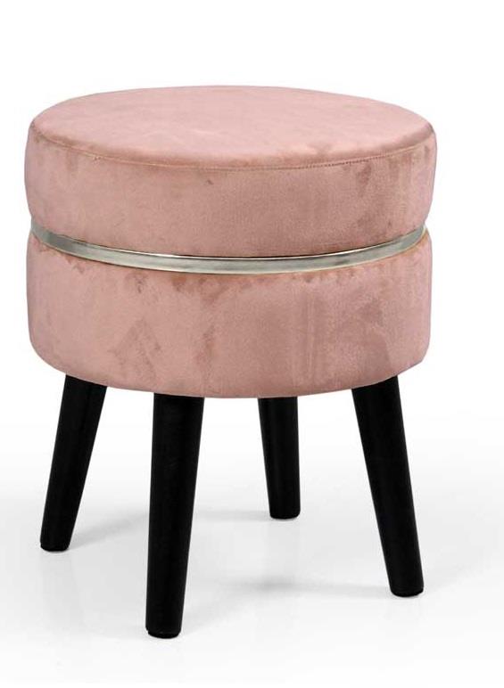 POUF  CON SEDUTA IN VELLUTO E GAMBE NERE 35 X H40 CM COLORE ROSA