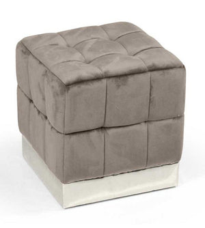 POUF CUBO IN VELLUTO CON BASE METALLO 39 X 39 X 40 CM COLORE TORTORA