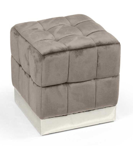 POUF CUBO IN VELLUTO CON BASE METALLO 39 X 39 X 40 CM COLORE TORTORA