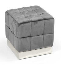 POUF CUBO IN VELLUTO CON BASE METALLO 39 X 39 X 40 CM COLORE GRIGIO SCURO