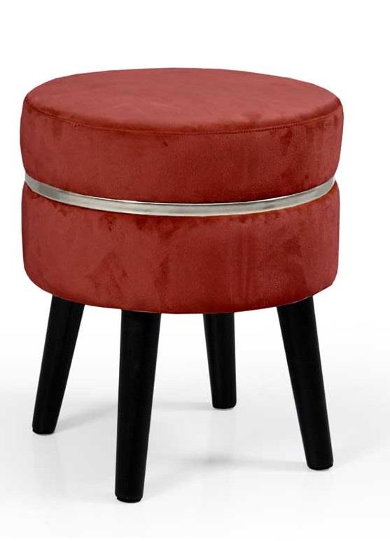 POUF CON SEDUTA IN VELLUTO E GAMBE NERE 35 X H40 CM COLORE BORDEAUX