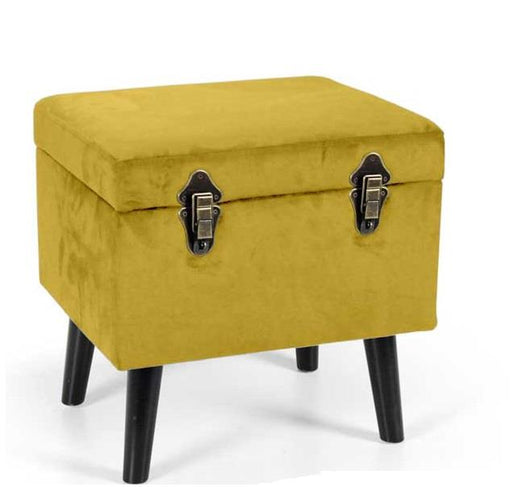 POUF CONTENITORE CON IMBOTTITURA IN VELLUTO 40 X 33 X H 40 CM COLORE GIALLO