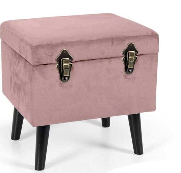 POUF CONTENITORE CON IMBOTTITURA IN VELLUTO 40 X 33 X H 40 CM COLORE ROSA