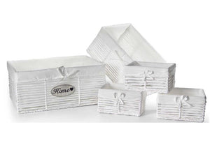 SET 5 CESTE IN TESUTO 44/39/22 CM DI COLORE BIANCO OKX