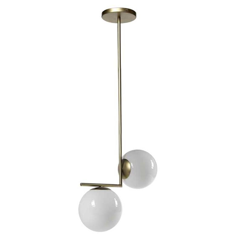 LAMPADARIO LIGHT IN METALLO CON 2 SFERE 38 X 18 X 72 CM COLORE ORO