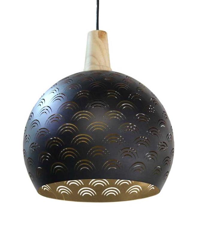 LAMPADARIO TONDO IN METALLO 30 X 106 CM IN COLORE NERO E ORO