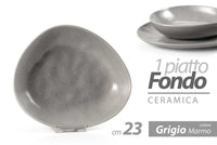 PIATTO FONDO IN CERAMICA DA 23 CM IN COLORE GRIGIO DESIGN EFFETTO MARMO