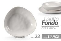 PIATTO FONDO IN CERAMICA DA 23 CM IN COLORE BIANCO