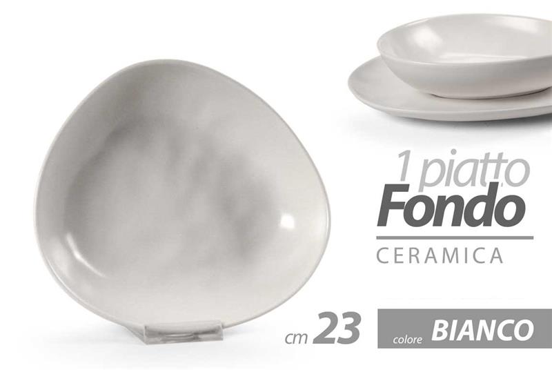 PIATTO FONDO IN CERAMICA DA 23 CM IN COLORE BIANCO