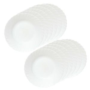 SET 12 PIATTI PIANI PRIMA IN VETRO TEMPERATO BIANCO DA 26 CM