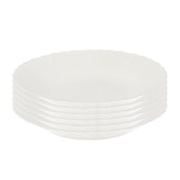 SET 6 PIATTI FONDI PRIMA IN VETRO TEMPERATO BIANCO DA 23 CM