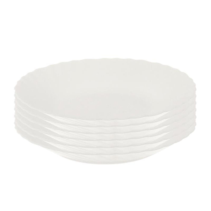 SET 6 PIATTI FONDI PRIMA IN VETRO TEMPERATO BIANCO DA 23 CM