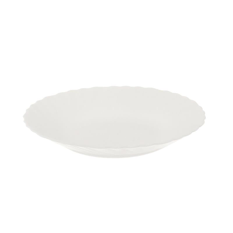 SET 6 PIATTI FONDI PRIMA IN VETRO TEMPERATO BIANCO DA 23 CM