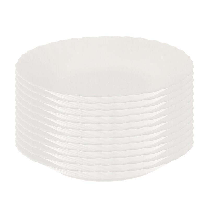 SET DI 12 PIATTI FONDI PRIMA IN VETRO TEMPERATO BIANCO DA 23 CM