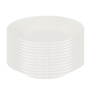 SET DI 12 PIATTI FONDI PRIMA IN VETRO TEMPERATO BIANCO DA 23 CM