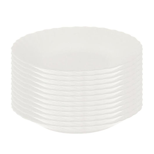 SET DI 12 PIATTI FONDI PRIMA IN VETRO TEMPERATO BIANCO DA 23 CM