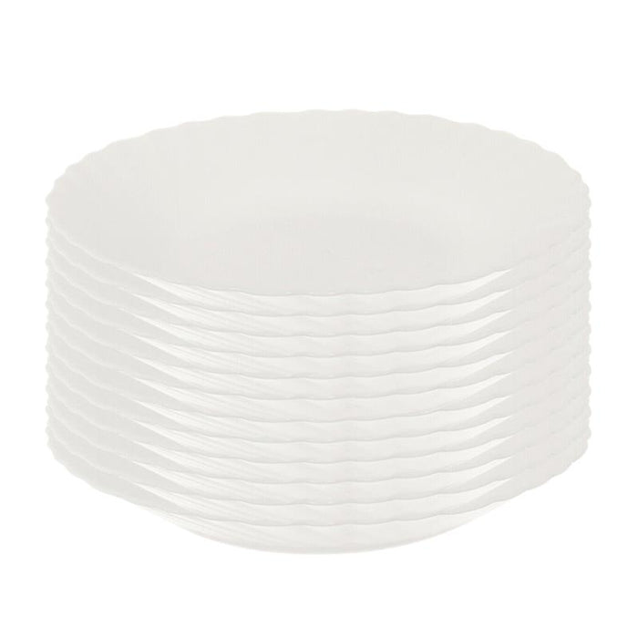 SET DI 12 PIATTI FONDI PRIMA IN VETRO TEMPERATO BIANCO DA 23 CM