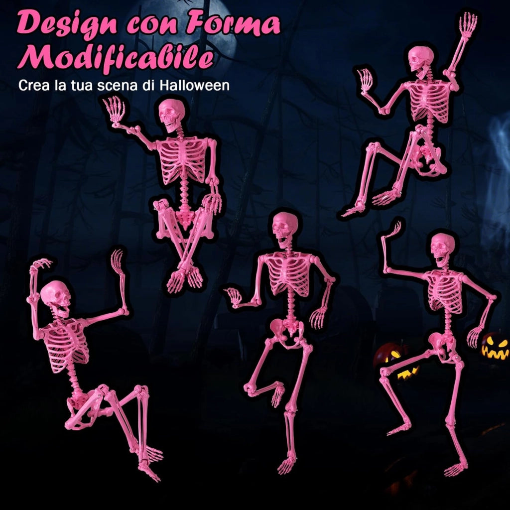 COSTWAY Scheletro di Halloween 160 cm, Scheletro Umano a Grandezza Naturale con Giuntura Mobile, Halloween Decorazione da Interno ed Esterno, per Giardino, Feste di Cimitero e Casa Infestata