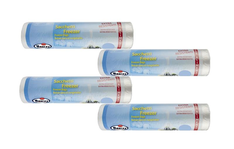 KIT SET 4 PZ MAURY'S SACCHETTI ALIMENTI FRIGO 300 PZ 28 X 42 CM EXTRA RESISTENTI