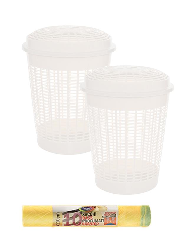 KIT SET 2 PZ CESTONE MULTIUSO E SACCHI PATTUMIERA PROFUMATI