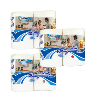 KIT SET 3 PZ MAURY'S CARTA ASCIUGATUTTO CUCINA 2 ROTOLI DOUBLE ROLL 1100GR