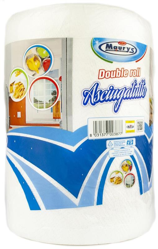 KIT SET 3 PZ MAURY'S CARTA ASCIUGATUTTO CUCINA 2 ROTOLI DOUBLE ROLL 1100GR
