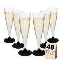 FLUTE SET 48 PZ CON BASE NERA IN CONFEZIONE DA 6 PEZZI L'UNA REALIZZATI IN PLASTICA