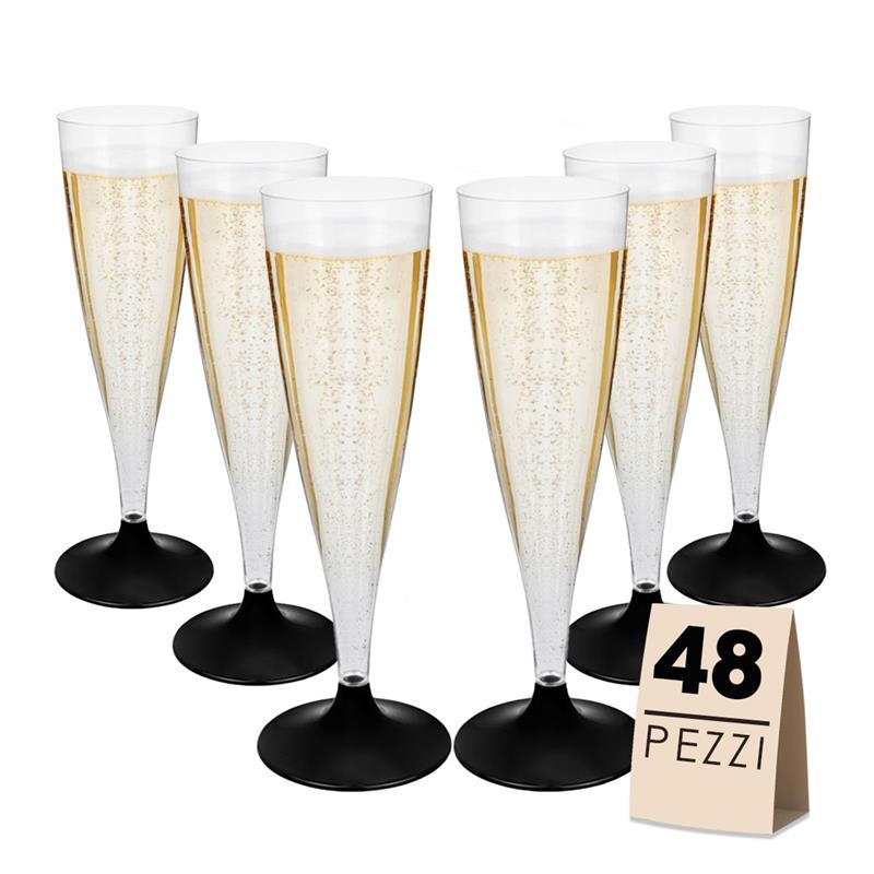 FLUTE SET 48 PZ CON BASE NERA IN CONFEZIONE DA 6 PEZZI L'UNA REALIZZATI IN PLASTICA