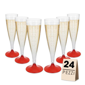 FLUTE SET 24 PZ CONFEZIONE 6 PEZZI L'UNA REALIZZATI IN PLASTICA COLORE ROSSO