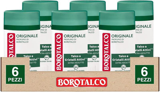 BOROTALCO DEODORANTE 6 STICK ORIGINALE NO ALCOOL E SALI DI ALLUMINIO TRIPLA PROTEZIONE ASCIUTTA BOROTALCO 40 ML L'UNO