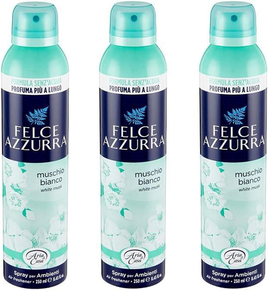 SET 3 FELCE AZZURRA ARIA DI CASA MUSCHIO BIANCO SPRAY 250ML