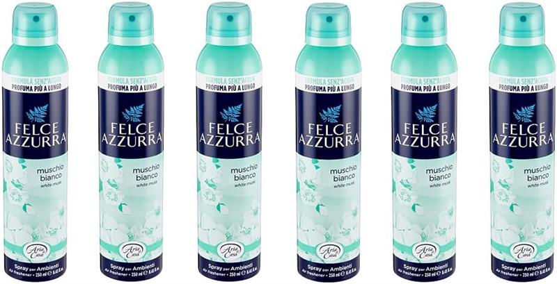 SET 6 FELCE AZZURRA ARIA DI CASA MUSCHIO BIANCO SPRAY 250ML