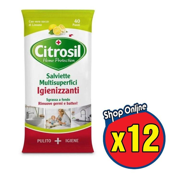 SET 12 CITROSIL SALVIETTE IGIENIZZANTI MULTIUSO UMIDIFICATE LIMONE