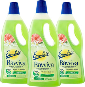 SET 3 EMULSIO DETERSIVO PAVIMENTO LIQUIDO 1LT RAVVIVA FIORI DI LIMONE E CAMELIA