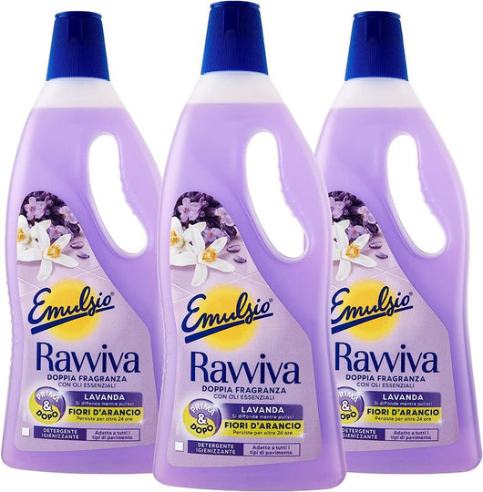 SET 3 EMULSIO PAVIMENTI LIQUIDO 1LT RAVVIVA LAVANDA E FIORI D'ARANCIO