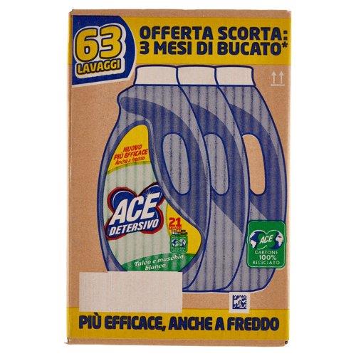 ACE DETERSIVO TRIPACCO LIQUIDO LAVATRICE TALCO E MUSCHIO BIANCO 63 LAVAGGI