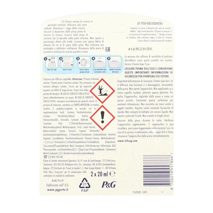 AMBIPUR 3 VOLUTION RICARICA RISVEGLIO PRIMAVERILE 20 ML 12 PZ X 3 FRAGRANZE FINO A 90 GIORNI DI DURATA