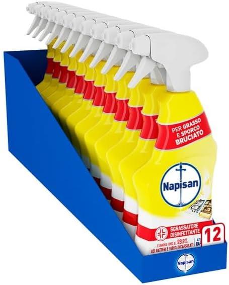 NAPISAN 12 SPRAY 740 ML L'UNO SGRASSATORE DISINFETTANTE SUPERFICI AL LIMONE ANTI BATTERI E VIRUS AZIONE RAPIDA