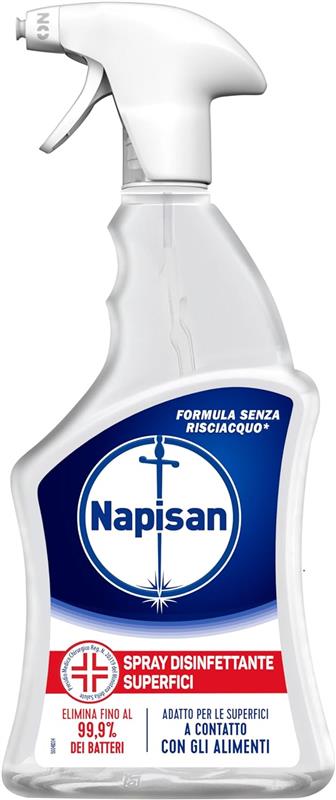 NAPISAN SPRAY 3 PZ DISINFETTANTE CLASSICO SUPERFICI ELIMINA 99,9% BATTERI PER SUPERFICI A CONTATTO CON ALIMENTI 740 ML L'UNO
