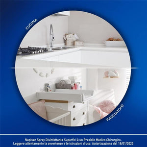 NAPISAN SPRAY 3 PZ DISINFETTANTE CLASSICO SUPERFICI ELIMINA 99,9% BATTERI PER SUPERFICI A CONTATTO CON ALIMENTI 740 ML L'UNO