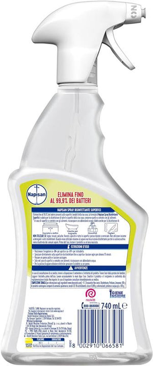 NAPISAN SPRAY 3 PZ MULTISUPERFICI LIMONE E MENTA 740 ML L'UNO ELIMINA 99,9% BATTERI PER SUPERFICI A CONTATTO CON ALIMENTI
