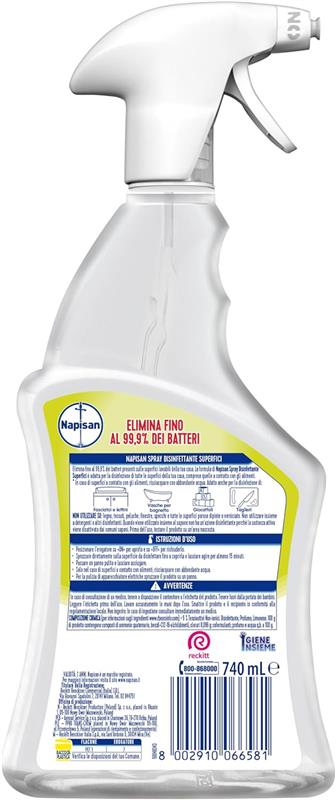 NAPISAN SPRAY 3 PZ MULTISUPERFICI LIMONE E MENTA 740 ML L'UNO ELIMINA 99,9% BATTERI PER SUPERFICI A CONTATTO CON ALIMENTI