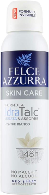 FELCE AZZURRA DEODORANTE 2 PZ SPRAY SKIN CARE CON THE BIANCO FORMULA IDRATALC EFFICACIA 48 ORE 150 ML L'UNO ANTIMACCHIA