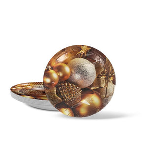 PIATTI DI CARTA NATALIZI PIANI 120 PEZZI IN COLORAZIONE ORO +120 PZ BICCHIERI ORO NATALIZI