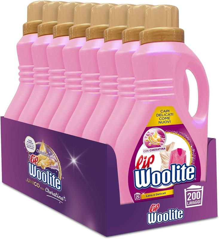 LIP WOOLITE SET 8 PZ LIQUIDO 25 LAVAGGI 1,5LT.CLASSICO SPECIFICO PER LANA E DELICATI
