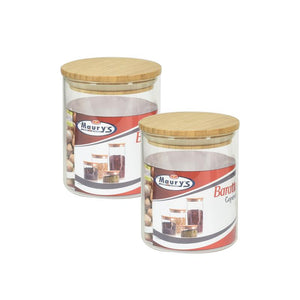 KIT SET 2 PZ MAURY'S BARATTOLO CUCINA IN VETRO TAPPO ERMETICO BAMBOO 10 X H13 CM